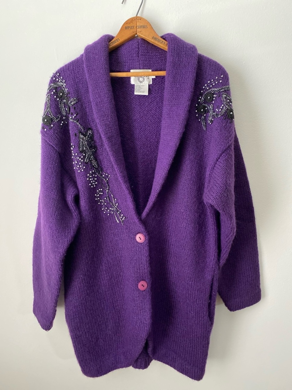 Vintage 80s/90s Cervelle Oversized Comfy Knit Wool Embellished Chic Sweater 🖤